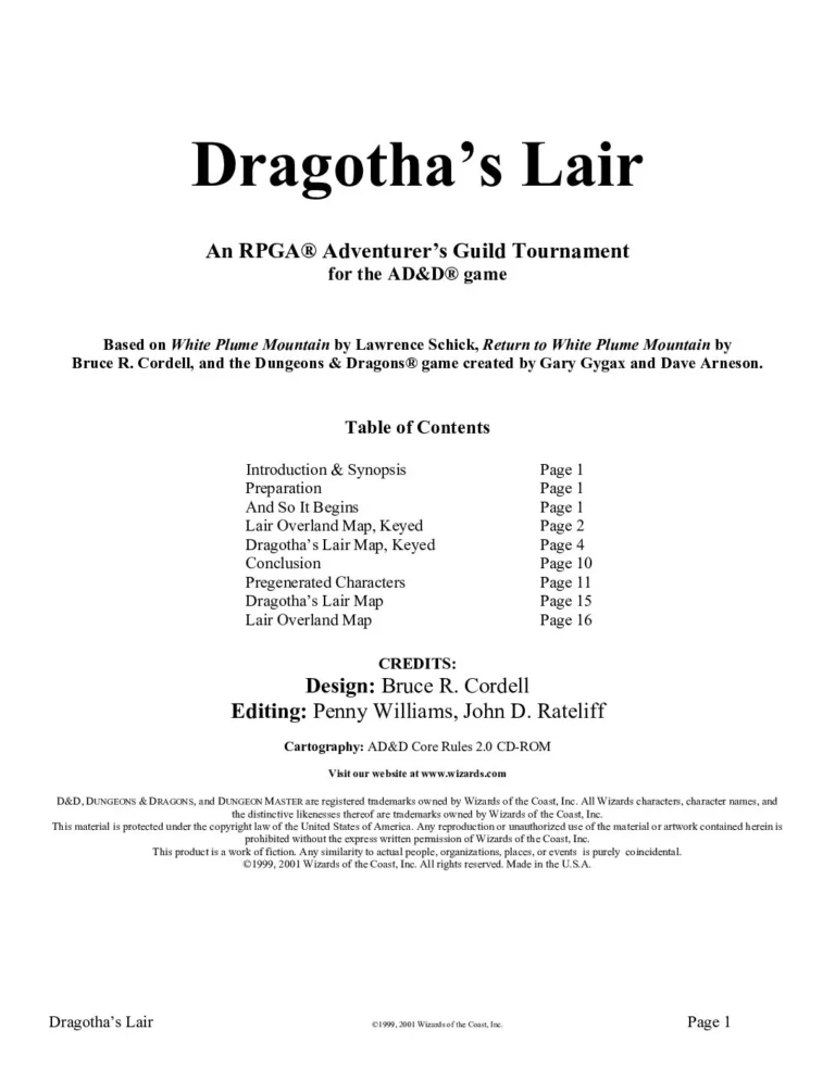 RPGA - Dragotha's Lair