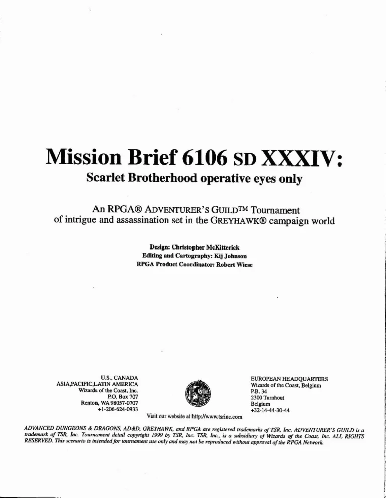 RPGA - Mission Brief 6106 SD XXXIV