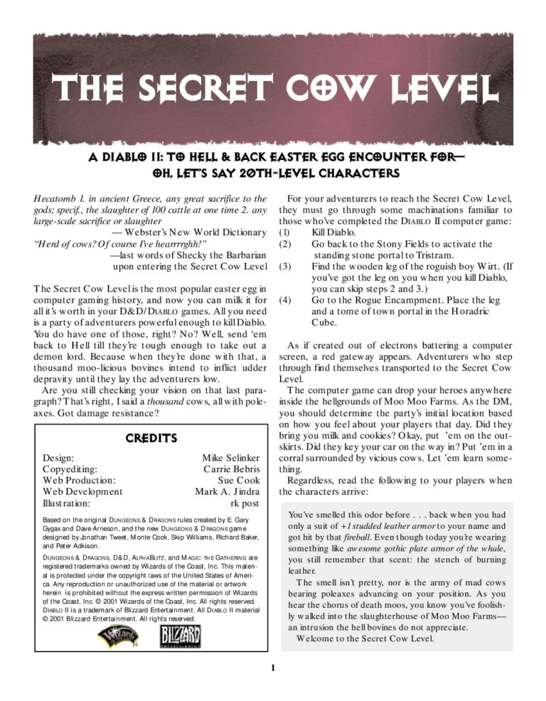 Diablo II - The Secret Cow Level