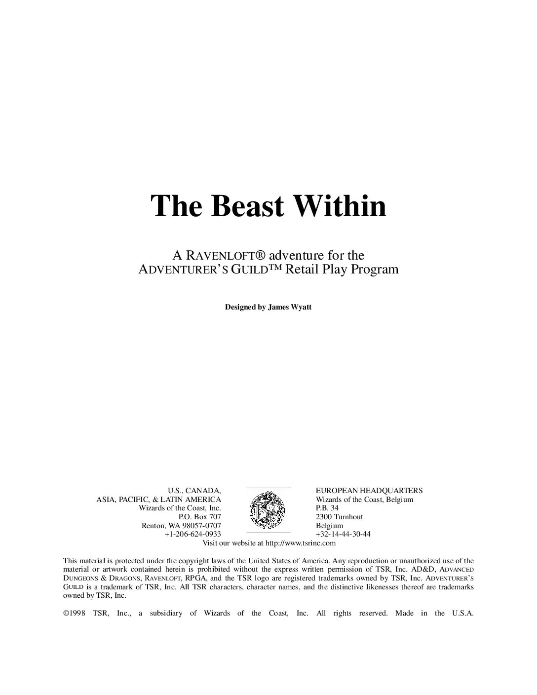 RPGA - The Beast Within