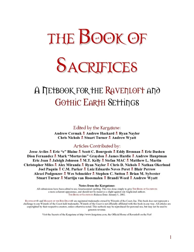 Ravenloft - Book of Sacrifices