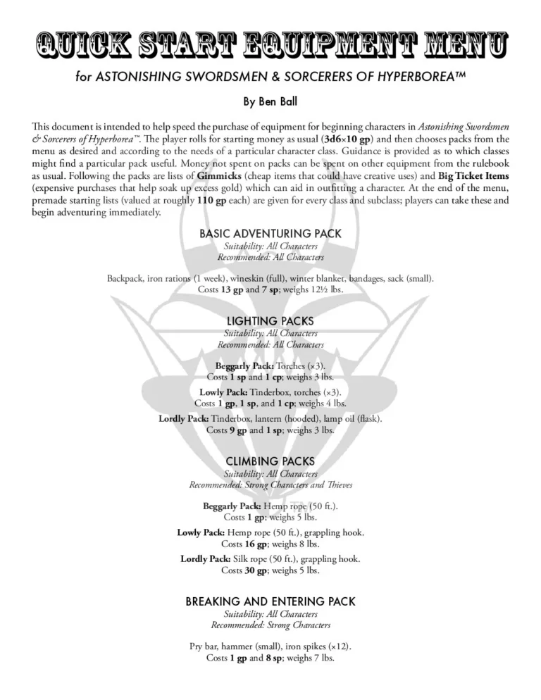 ASSH - Quick Start Equipment