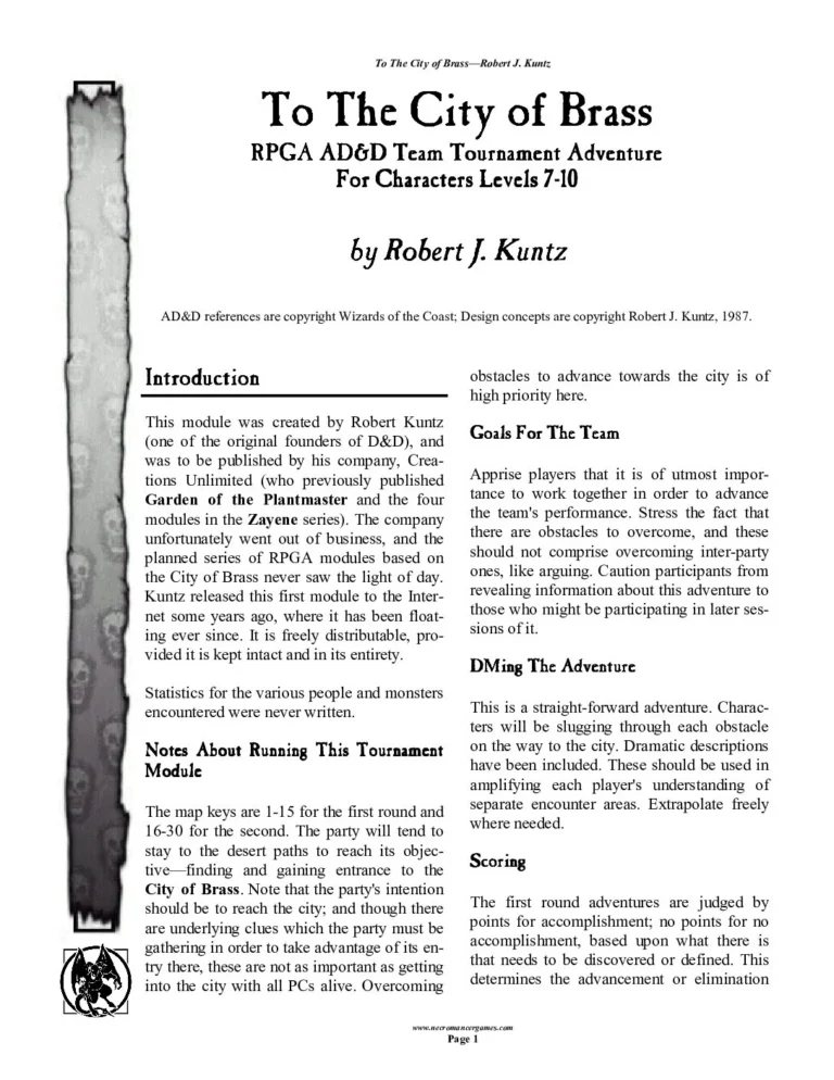 RPGA0 - To the City of Brass