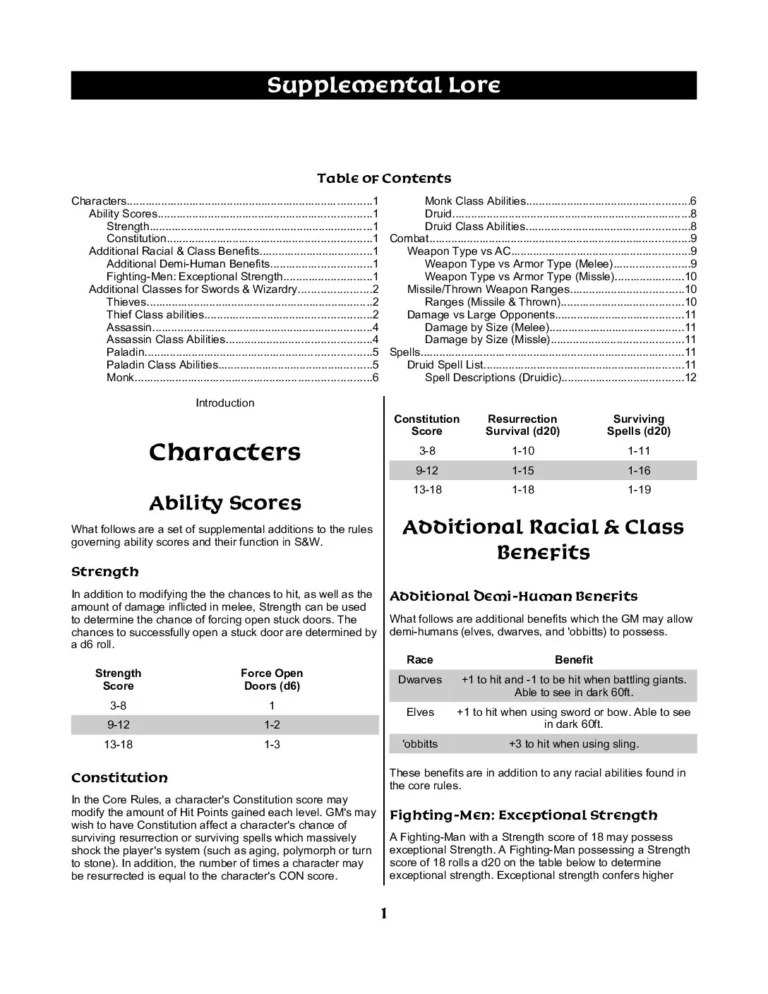 Swords & Wizardry - Companion, Supplemental Lore