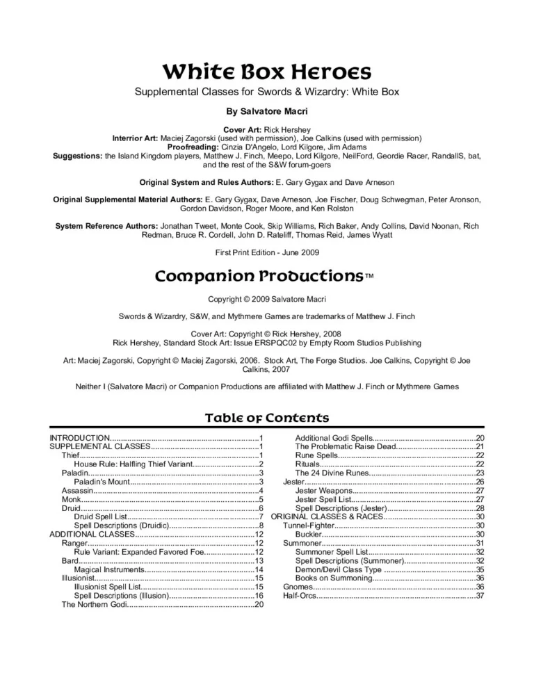 Swords & Wizardry - White Box - Heroes