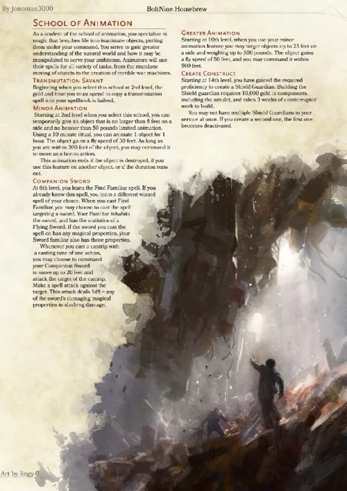 Arcane Tradition - School of Animation