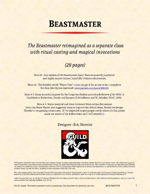 BA Morrier - Beastmaster