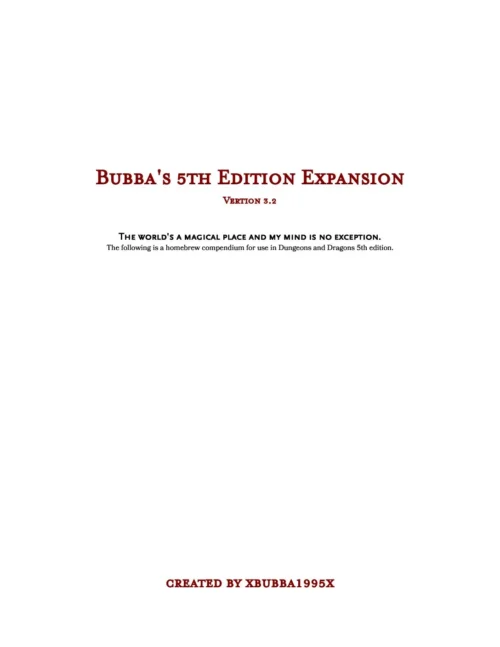 Bubba's 5th Edition Expansion v3.2