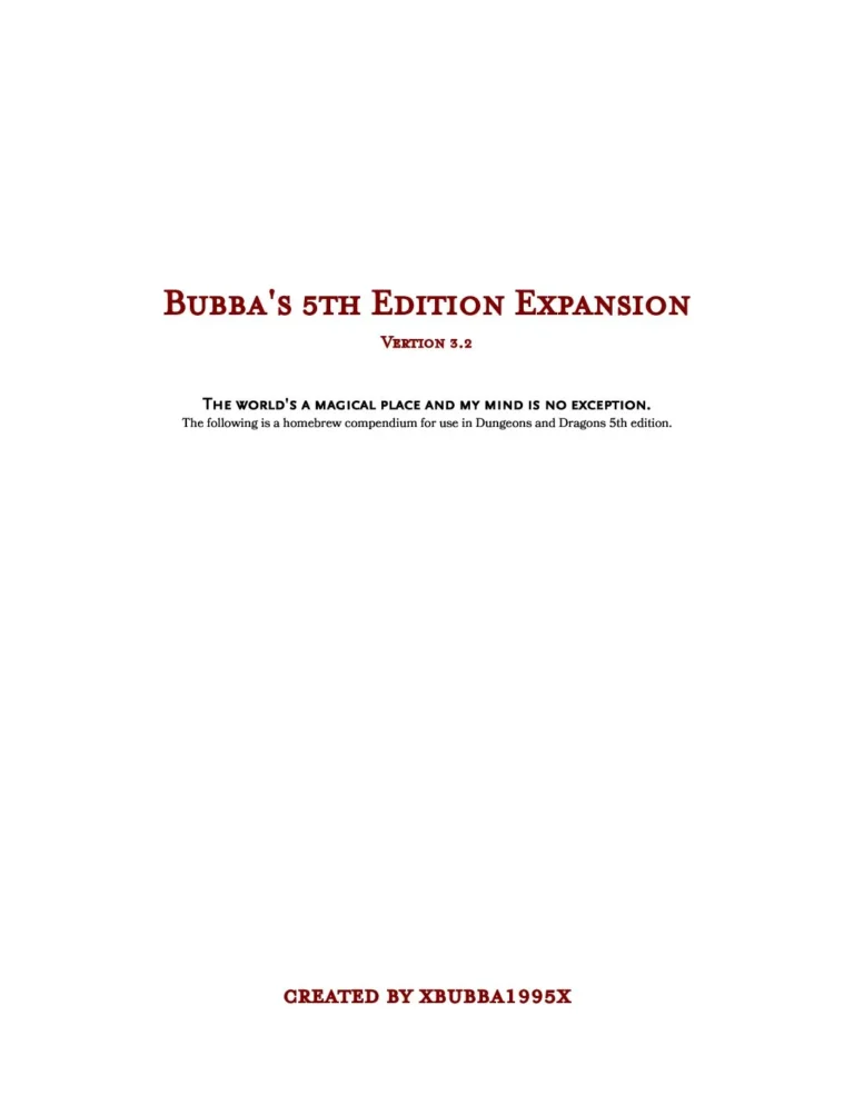 Bubba's 5th Edition Expansion v3