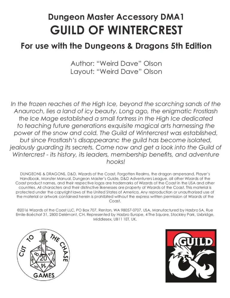 Cut to the Chase - DMA1 Guild of Wintercrest