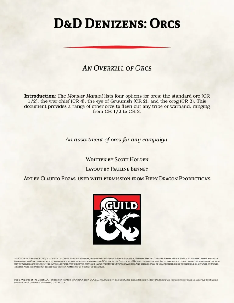 D&D5e - D&D Denizens - Orcs