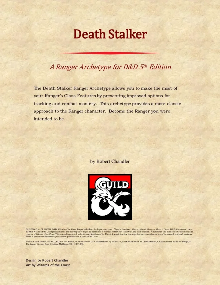 D&D5e - Death Stalker, A Ranger Archetype