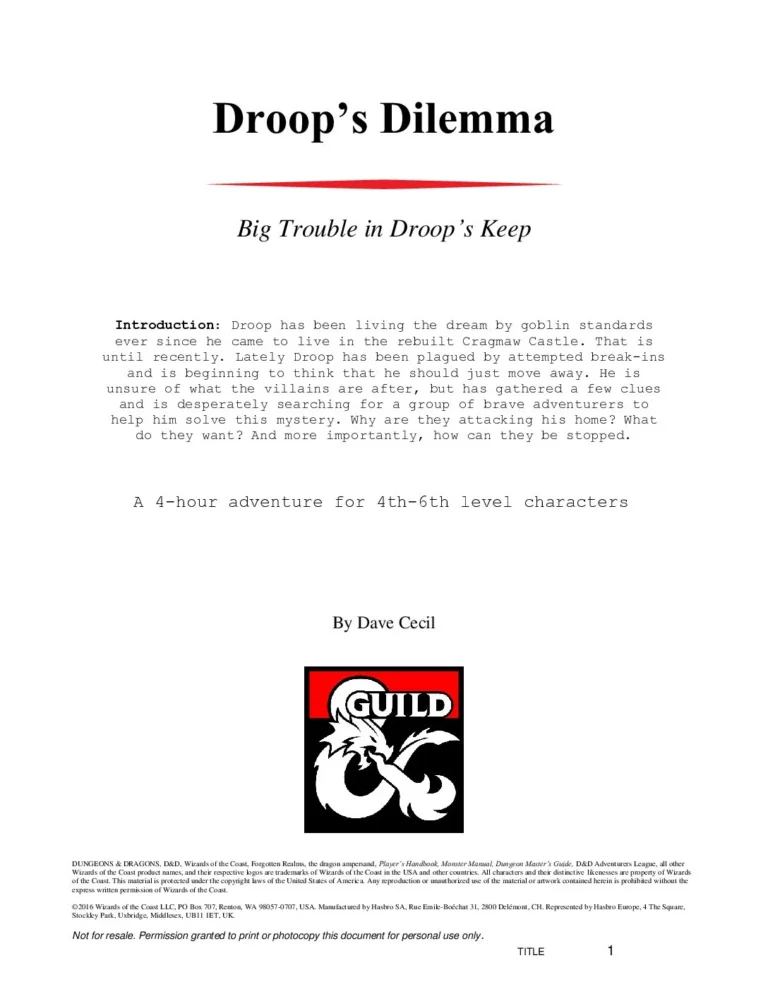 D&D5e - Droops Dilemma