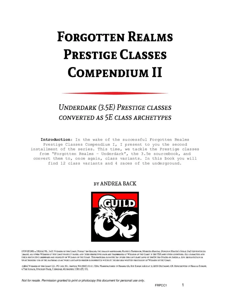 D&D5e - Forgotten Realms Prestige Classes Compendium II