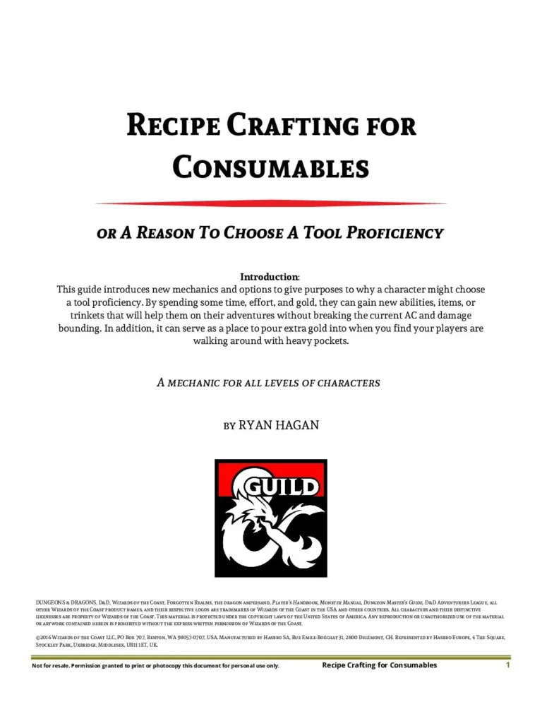D&D5e - Recipe Crafting for Consumables