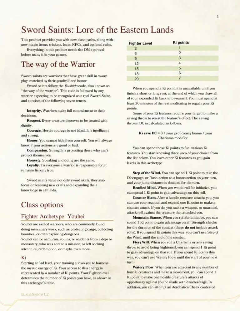 D&D5e - Sword Saints - Lore of the Eastern Lands v1