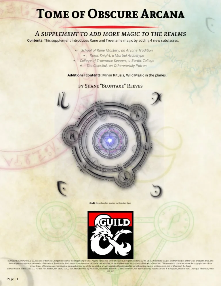 D&D5e - Tome of Obscure Arcana