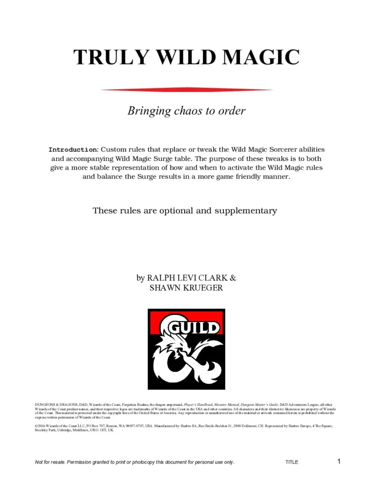 D&D5e - Truly Wild Magic