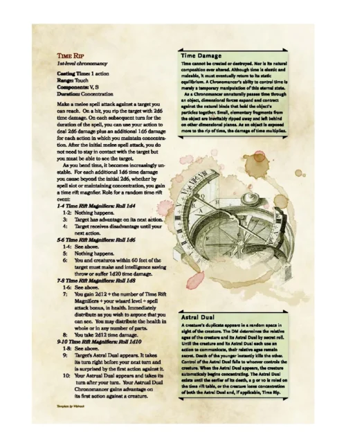 Dungeon Divers - Chronomancy Spell - Time Rip