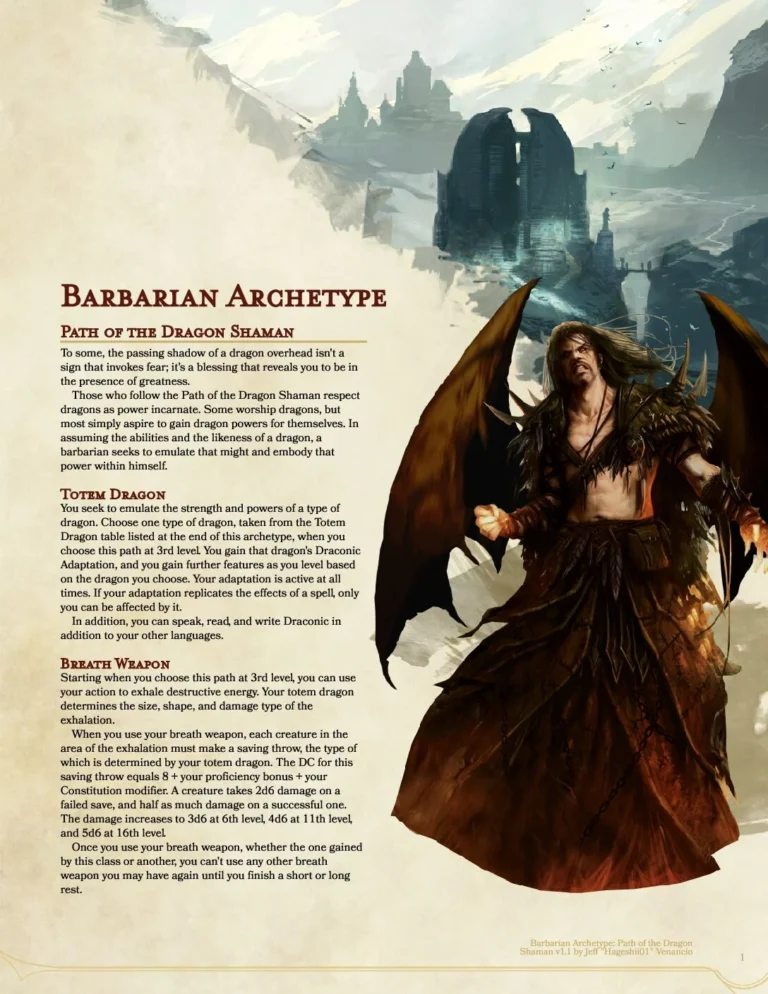 Geeks New England - Barbarian Archetype - Path of the Dragon Shaman v1