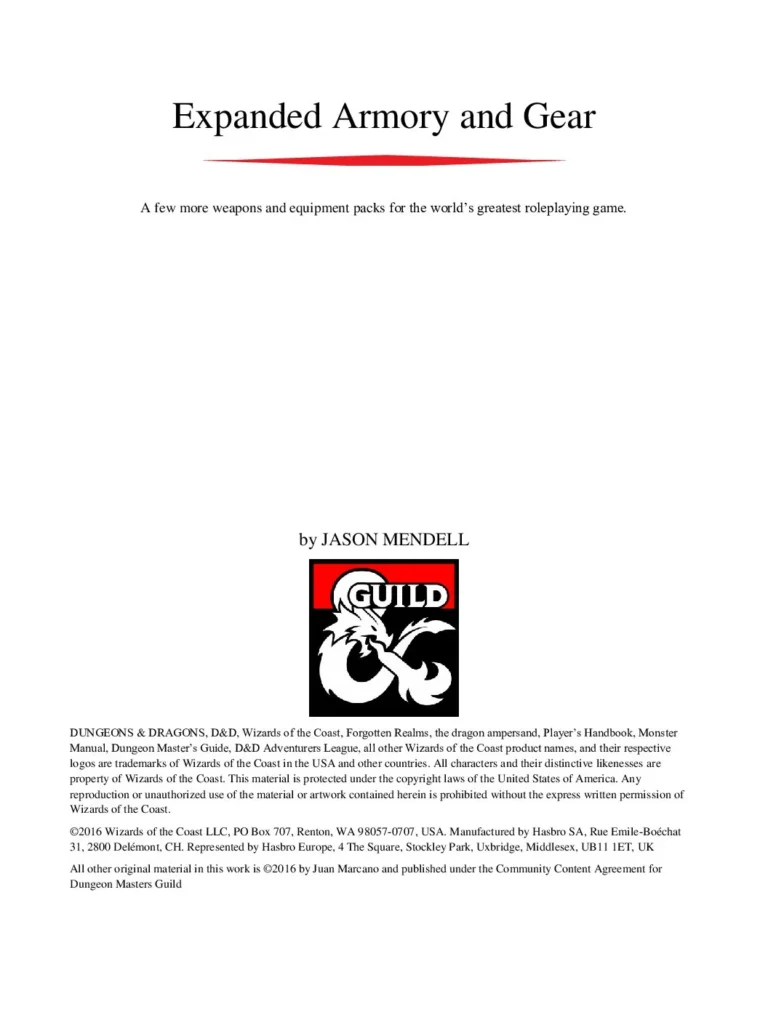 Jason Mendell - Expanded Armory and Gear