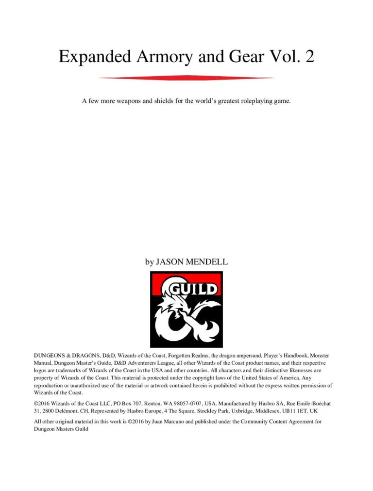 Jason Mendell - Expanded Armory and Gear Vol 2