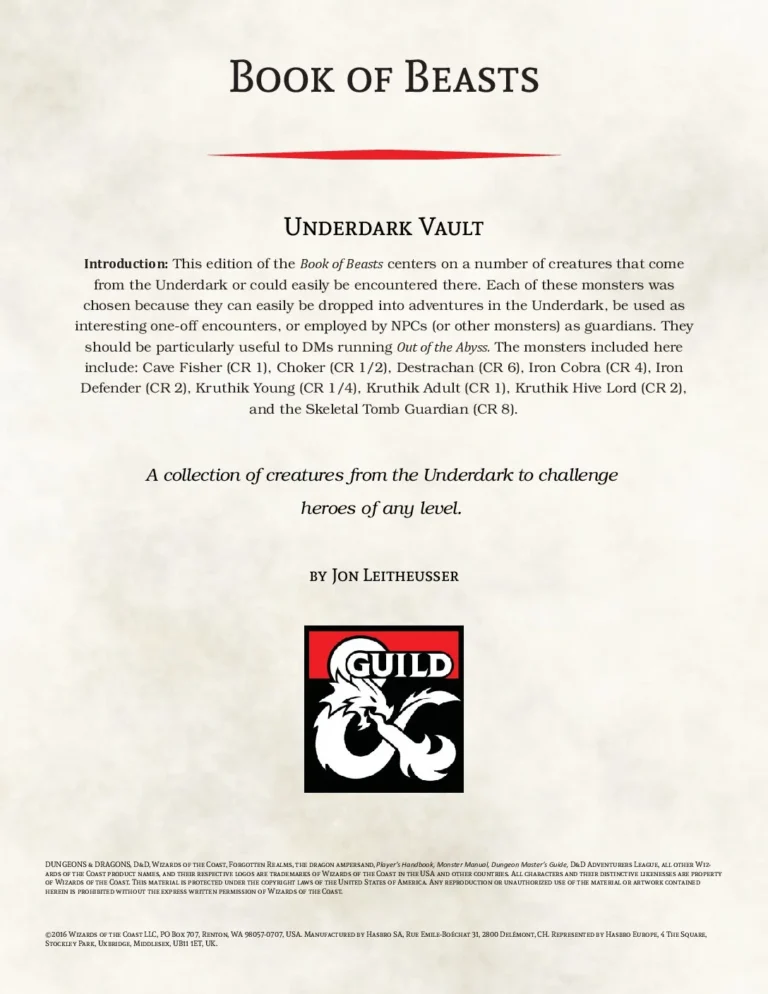 Jon Leitheusser - Book of Beasts Underdark Vault