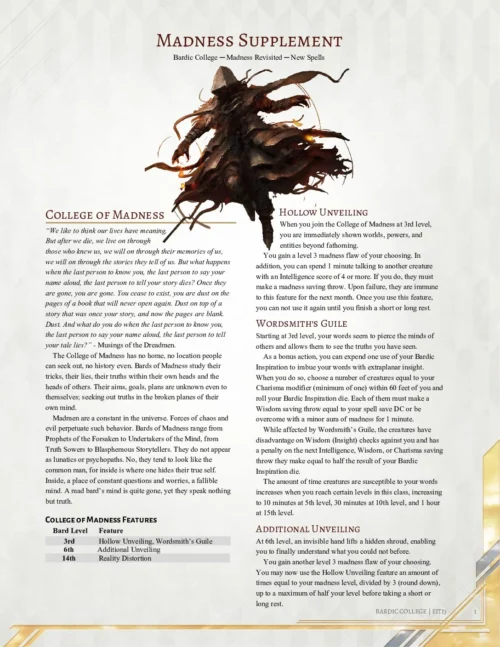 Madness Supplement