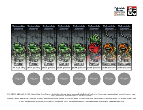 Printable Heroes - Grung Paper Miniatures