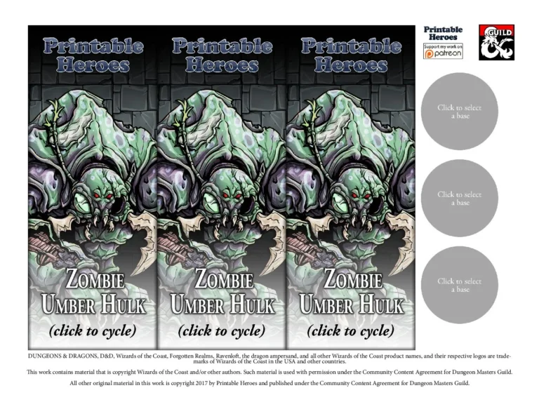 Printable Heroes - Zombie Umber Hulk