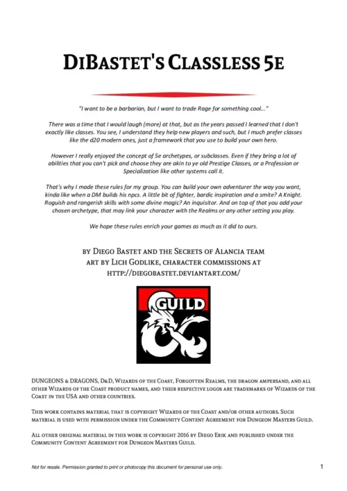Secrets of Alancia - DiBastet's Classless 5e