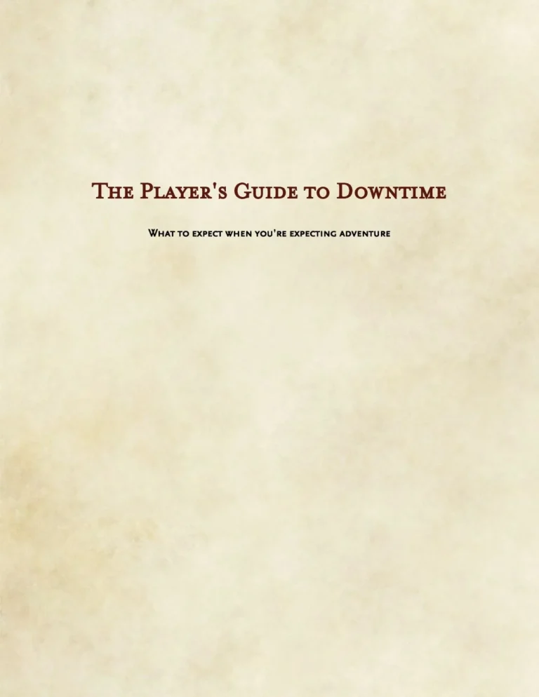 The Player's Guide to Downtime