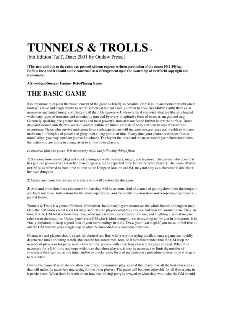 Tunnels & Trolls 6th Edition