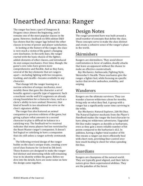 UA08 - Ranger Options