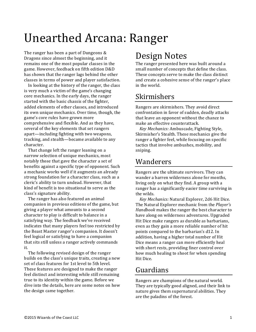 UA08 - Ranger Options