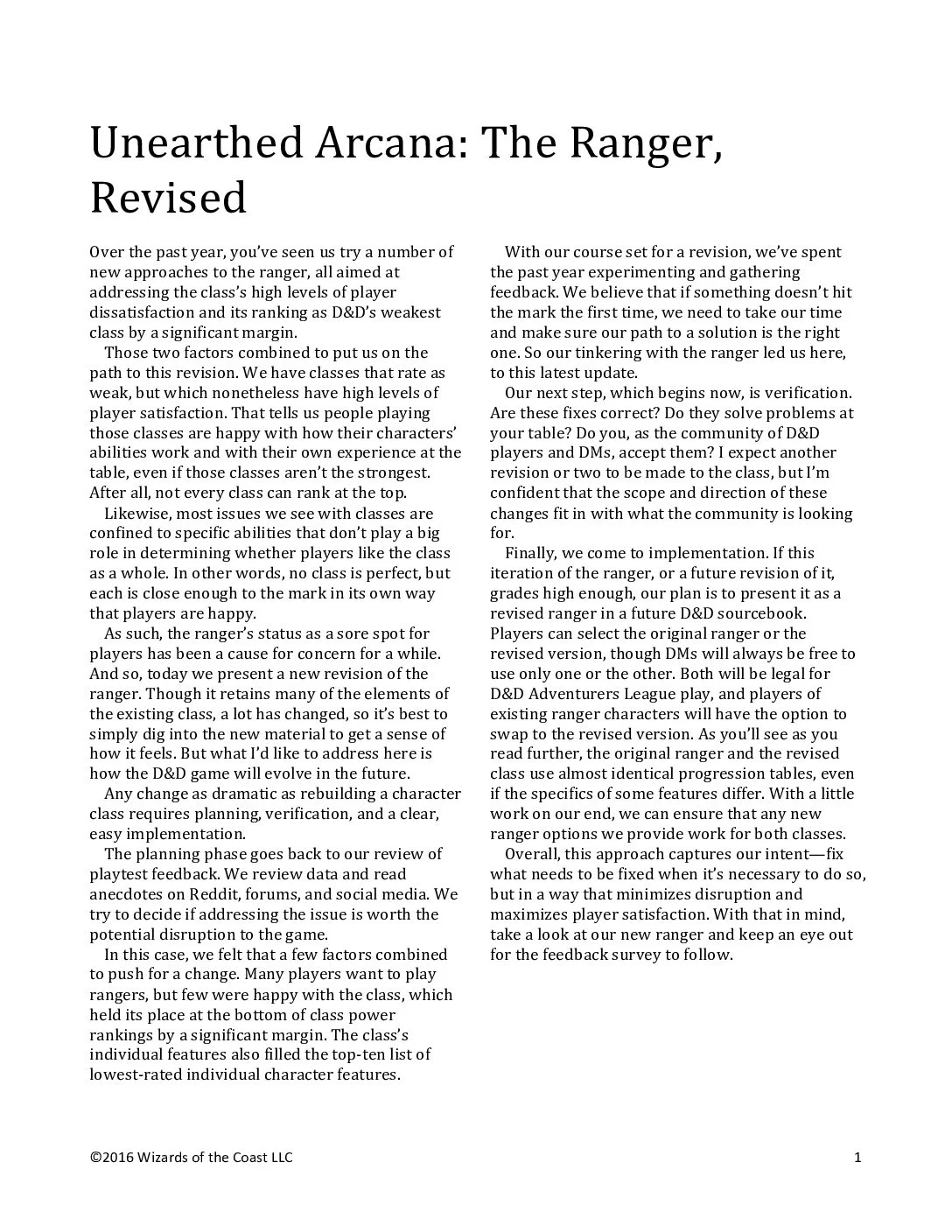 UA18 - Revised Ranger