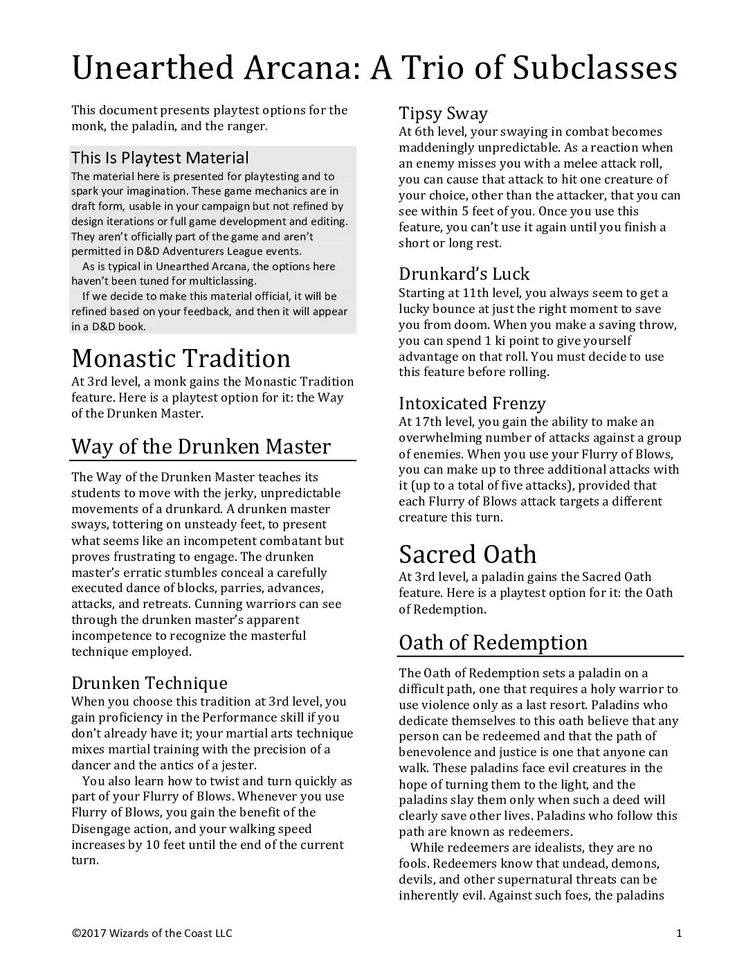 UA35 - Three Sub Classes