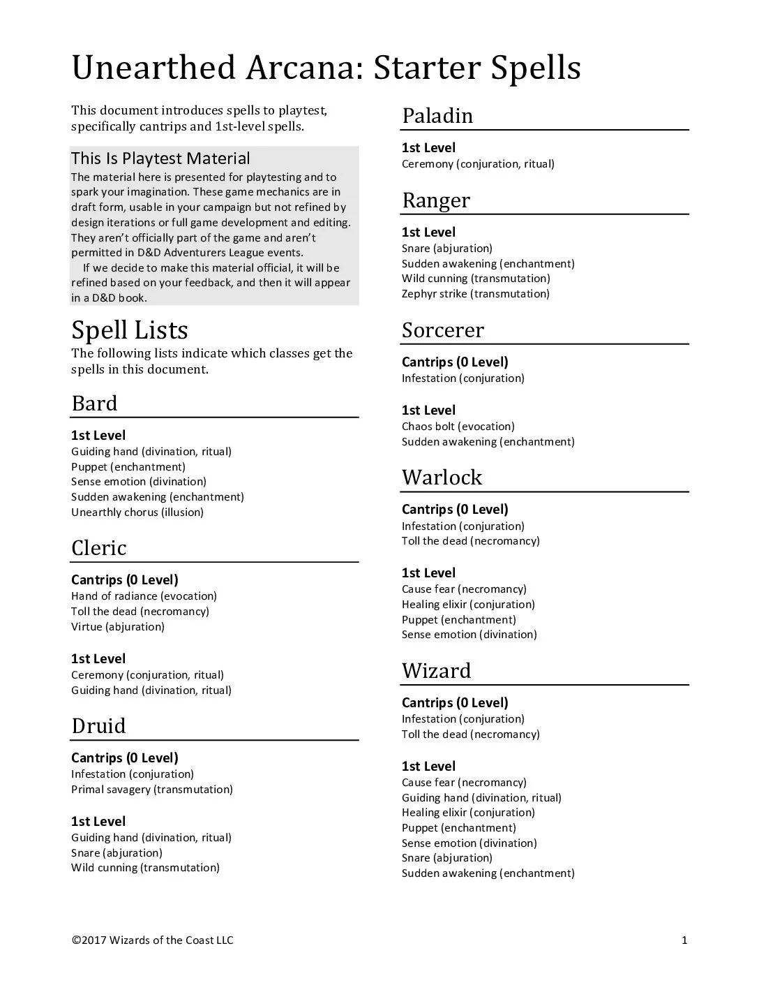 UA36 - Starter Spells