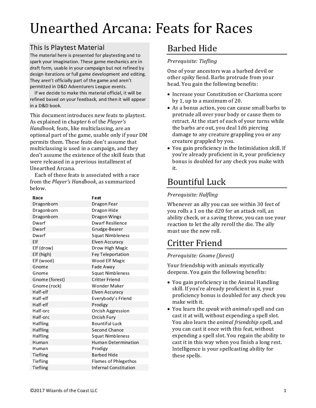 UA39 - Feats for Races